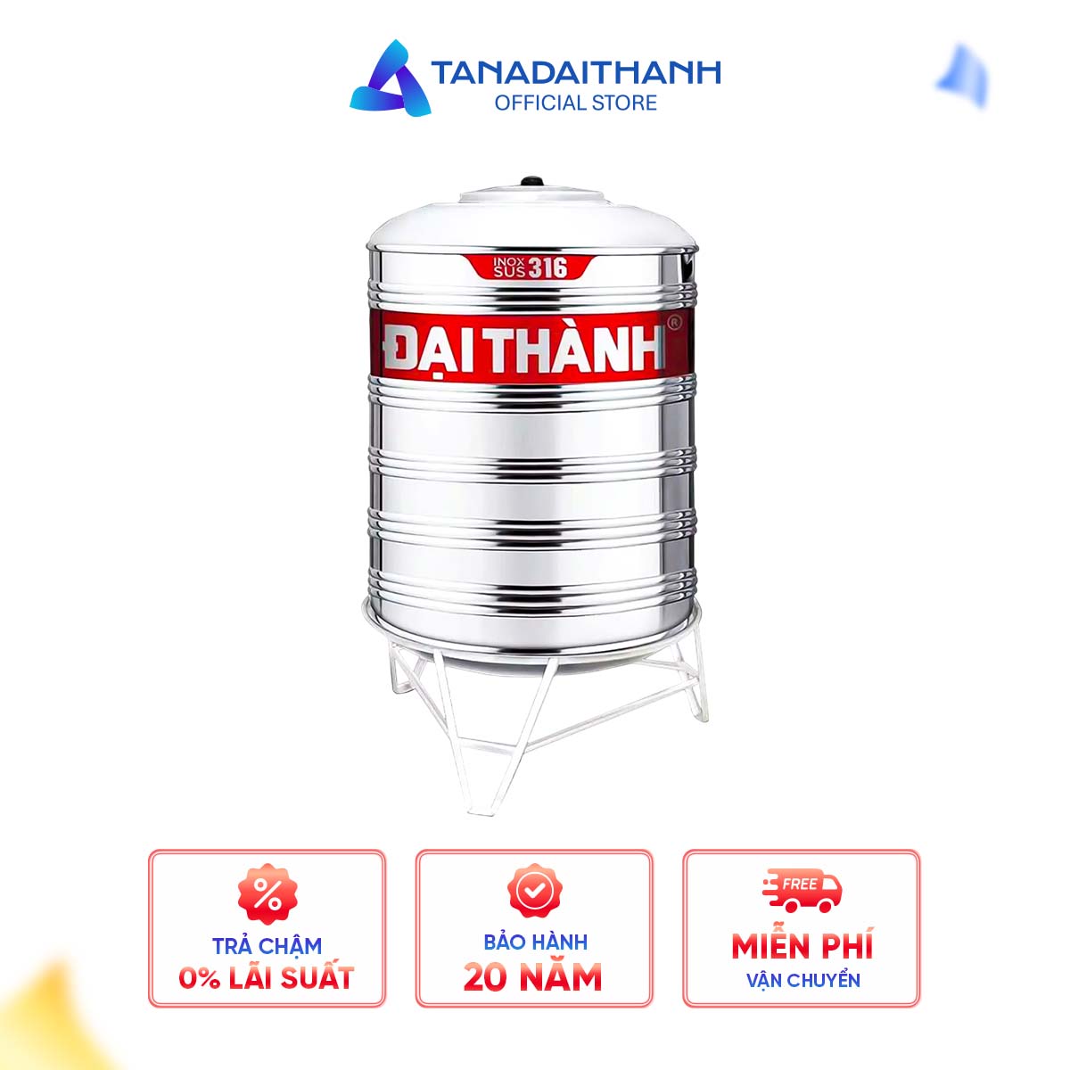 Bồn nước inox Đại Thành Vigo đứng SUS 316