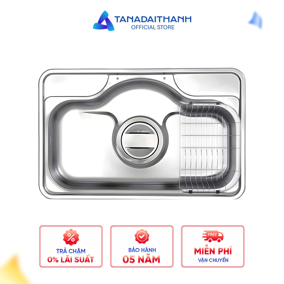 Chậu đơn rửa bát Wonang WKJ08551 một hố inox 304 – Made In Korea (Không kèm hố phụ)